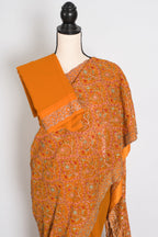 Hira | Orange Georgette Kashmiri Embroidery Saree | Perfect Haldi Wear