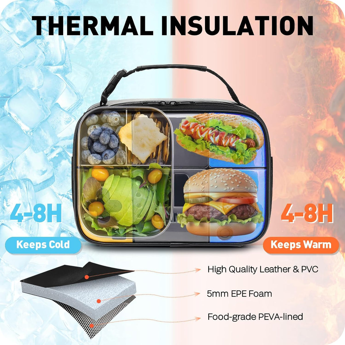 Kids Lunch Box for Boys,Game Console Insulated Lunch Bag for Kids,Leather Lunchbox for Boys,Waterproof Leakproof Portable Fits Most Bento Boxes