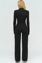 The Twirl Zip Jacket Halter Tank Top New Straight Leg Pants 3-Piece Set