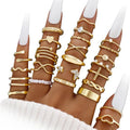 25 Pcs Gold Stackable Ring Set for Women, Chunky Knuckle Finger Midi Rings, Silver Simple Stacking Cute Rings Pack Trendy Stuff Jewelry Gift