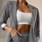 European And American Women's Clothing Houndstooth Blazer