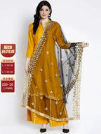 Indian Saree Long Cotton Silk Yellow Ethnic Style Thin Breathable Top Pants Scarf Indian Sari Traditional Indian Clothing Set