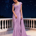 Luxury Middle Eastern Evening Dresses Purple Indian Saree 3D Flower Embroidery Exquisite Bridal Customised Vestido de festas