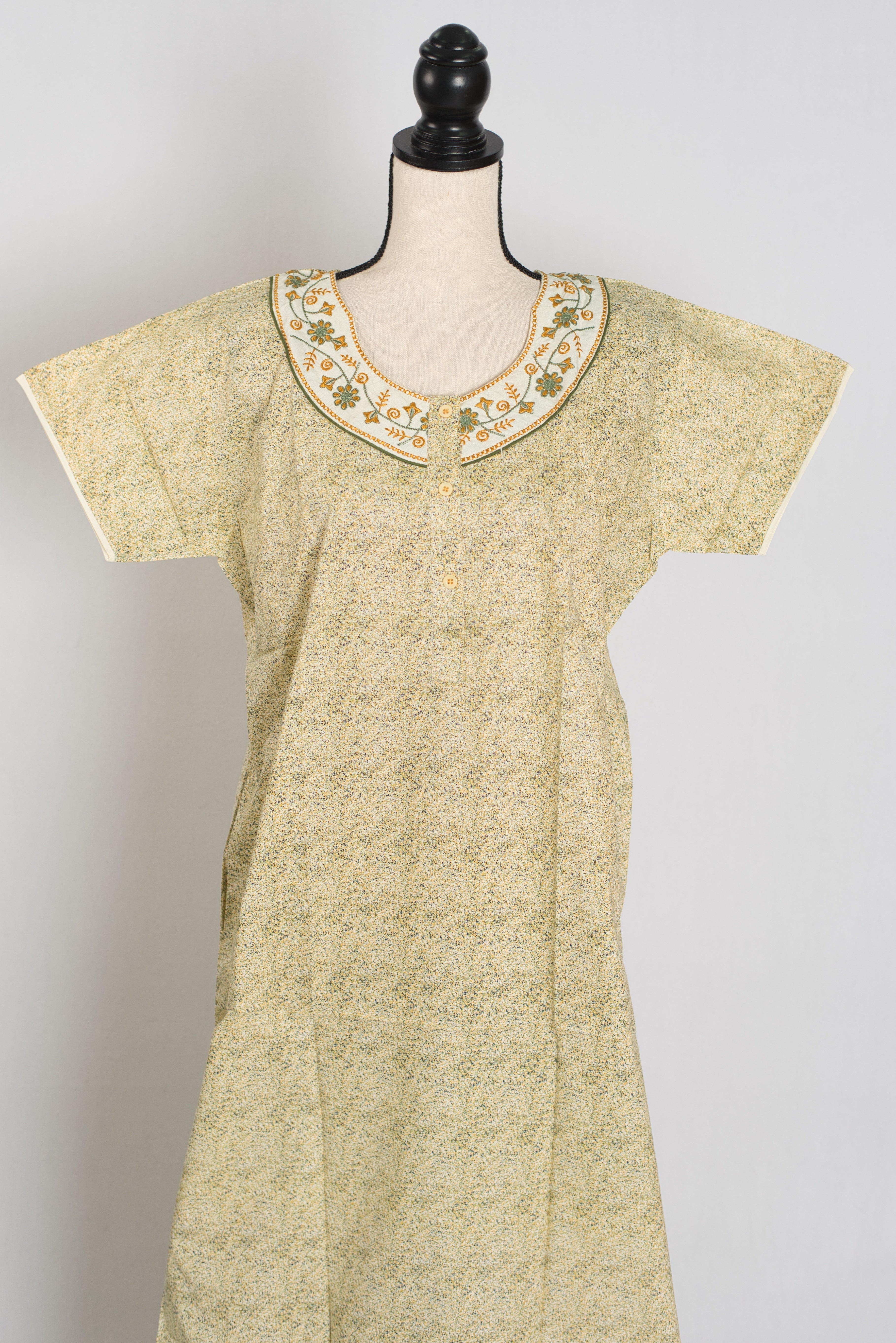 Printed Yellow Cotton Nighty in Regular Size for Women