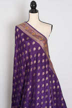 Priya : Purple and Gold Dola Silk Banarasi Saree with 40 Size Blouse