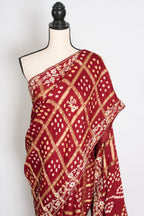 Roshni | Maroon Gharchola Gajji Silk Saree | Zardosi Gota Patti Hand Embroidery
