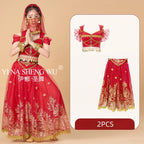 Children's Indian Princess Belly Dance Set Eastern Indian Dance Sari Girl Performance Clothing Children's Stage Costumes