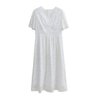 Fashion V-neck Lace Dress Summer Elegant Short Sleeve Long Dresses For Women