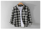 Cotton Plaid Long-sleeved Shirt Retro Cotton Brushed Casual Overshirt