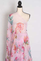 Lia : Pink Floral Printed Chiffon Saree – Budget-Friendly Summer Drape