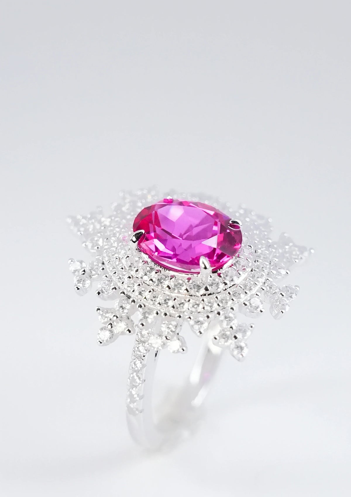 Exquisite Pink Sapphire Ring - Pink Snowflake