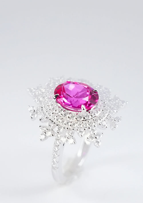 Exquisite Pink Sapphire Ring - Pink Snowflake