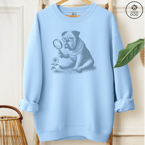 English Bulldog Botanist Flower Sweatshirt