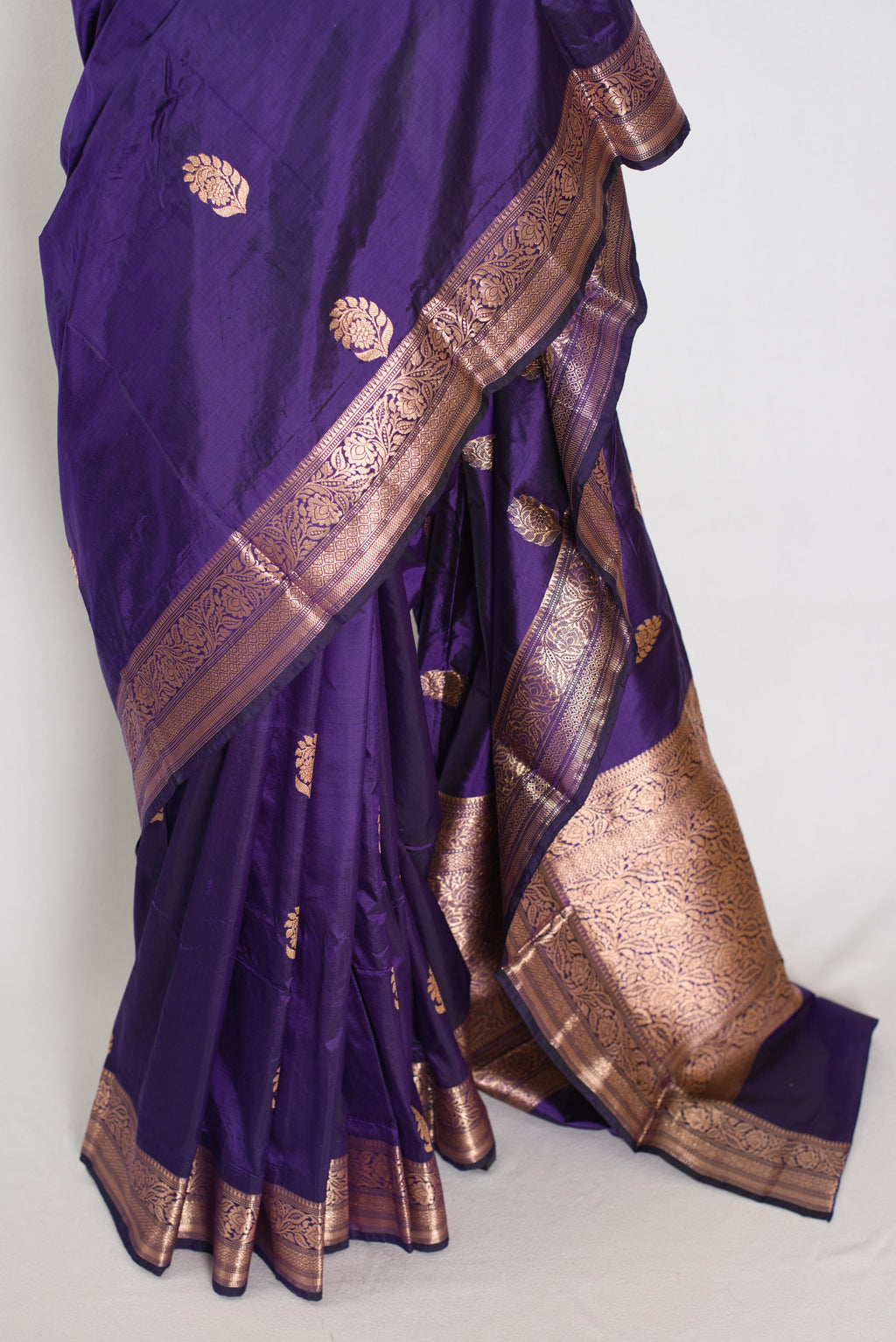 Leela | Royal Purple Katan Banarasi Silk Saree | Lightweight Handloom Luxury