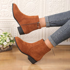 Suede Dr Martens Chunky Heel Short Women's Boots
