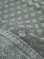 Medha | Sage Green Georgette Cocktail Saree | Elegant Pastel Floral Bootis