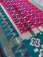Kalyani | Hot Pink & Rama Green Art Silk Pochampally Saree