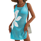 Hollow-out Knitted Jacquard Bikini Cover-Up Sun-Protective Dress