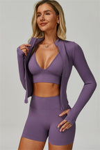 The Empower Jacket Sports Bra Shorts 3-Piece Set