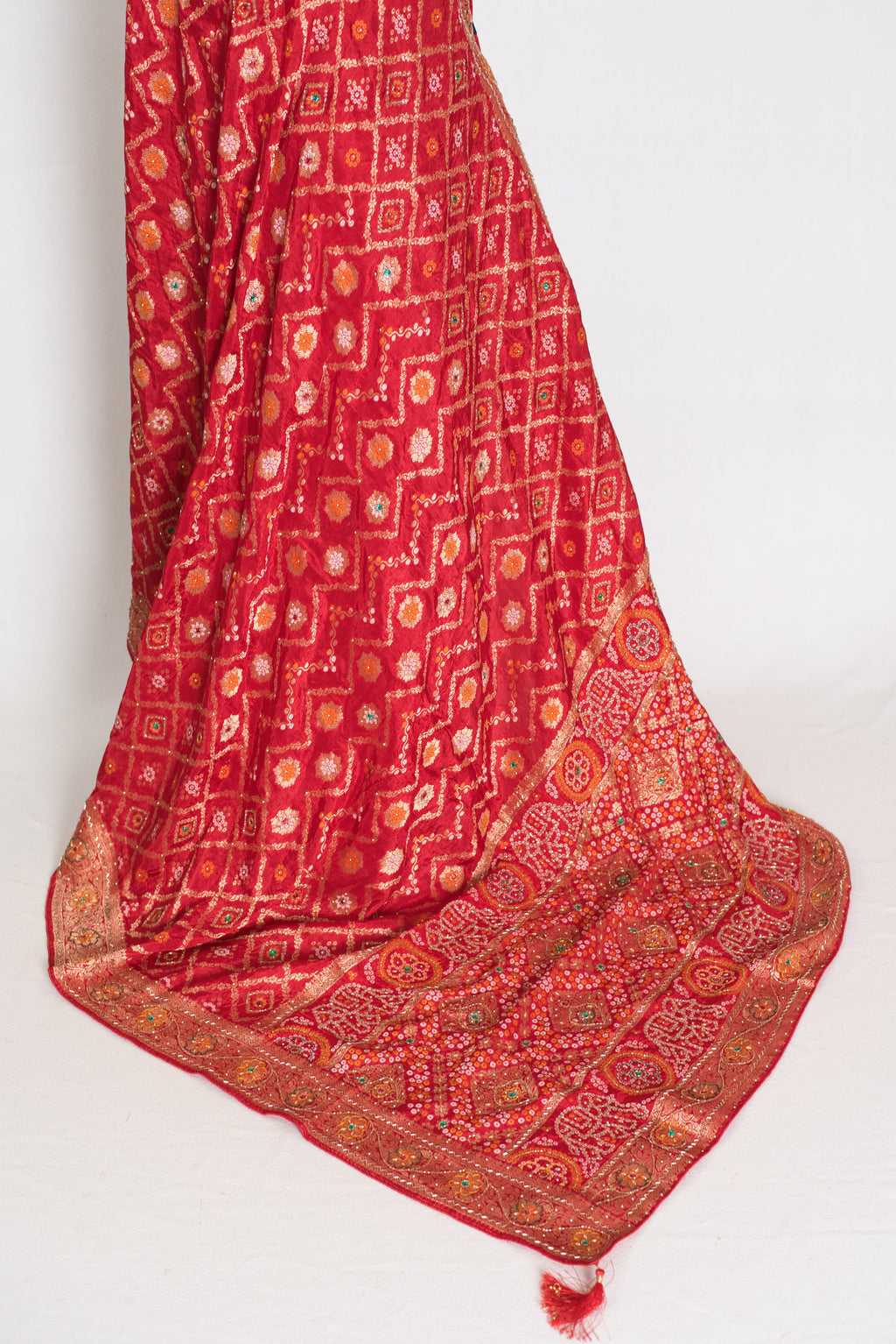 Rukhmini | Red Dola Silk Bridal Banarasi Saree | Hand Embroidery Work