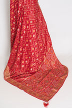 Rukhmini | Red Dola Silk Bridal Banarasi Saree | Hand Embroidery Work