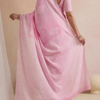 Indonesia and Nepal Chiffon Light Pink Cotton-Linen Ethnic Festival Traditional Print