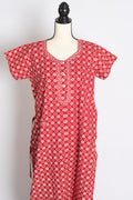 Printed Red Pure Cotton Nightwear in Regular Size