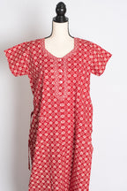 Printed Red Pure Cotton Nightwear in Regular Size