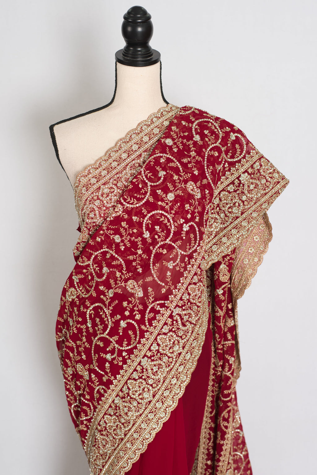 Vibah | Maroon Georgette Heavy Bridal Saree| Festive & Karwa Chauth Edition