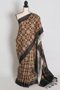 Kriti : Black and Gold Contemporary Ikkat Print Banarasi Katan Silk Saree