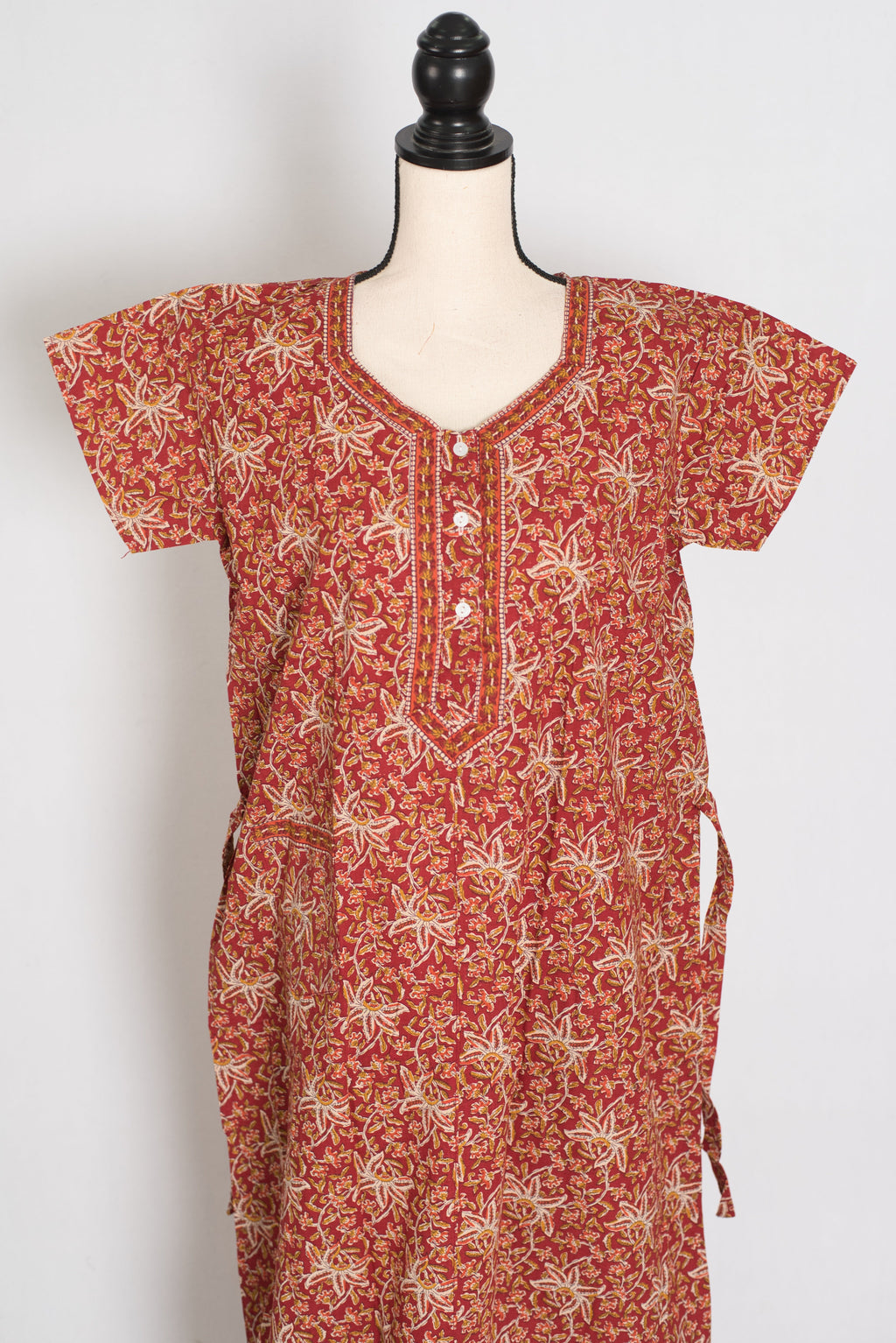 Pure Cotton Kalamkari Print Indian Long Nightgown