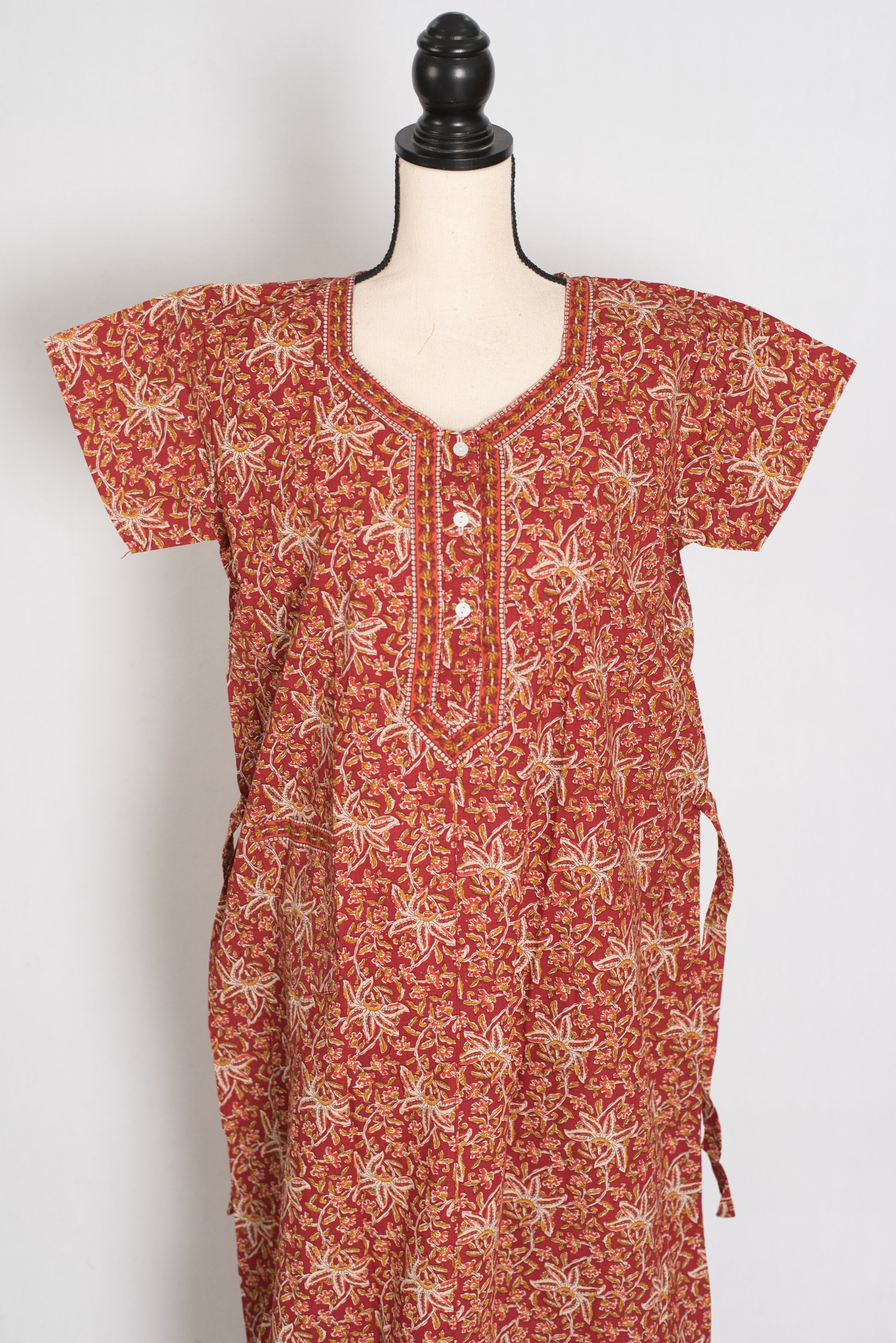 Pure Cotton Kalamkari Print Indian Long Nightgown