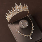 Crown Headdress Necklace Earrings Champagne Gold Vintage