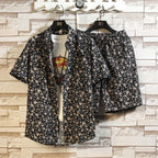 Men'ssummer Tropicalprinted Short Sleeved Shirt and Shorts Setcasual and Fashionablesuitable for Beach Vacationsand Dailyoutings