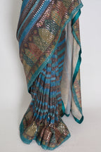 Eva | Metallic Blue & Multi-Tone Sequin Saree | Perfect Cocktail Wear