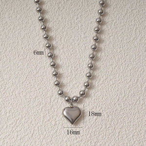 Stainless Steel Heart Necklaces for Women 6Mm Gold/Silver Color Metal Ball Bead Chain Choker Collier Femme Valentine'S Day Gift