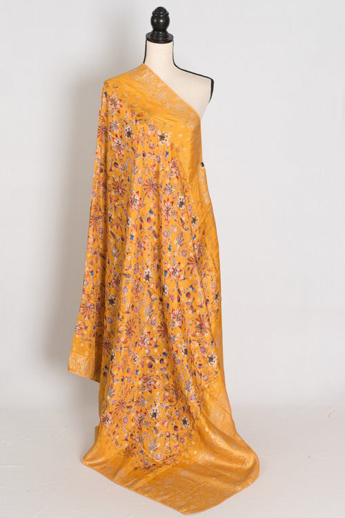 Bani : Yellow Dola Silk Printed Banarasi Dupatta