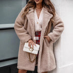 Women's Clothes Hot-selling Fur Long Sleeve Lapel Plush Top Coat