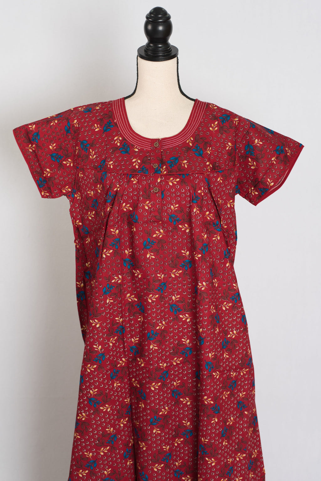 Printed Red Cotton Nighty in Regular Size for Women