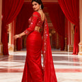 Customised Middle Eastern Wedding Dresses 2025 Red Floral Embroidered Indian Saree Bridal Evening Gowns