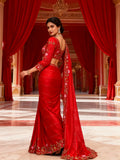 Customised Middle Eastern Wedding Dresses 2025 Red Floral Embroidered Indian Saree Bridal Evening Gowns
