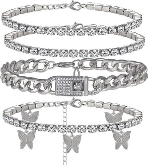 Butterfly Ankle Bracelet for Women Rhinestone Anklets Bulk Adjustable Layered Beach Ankle Bracelet Braided Chain Anklet Charm Ankle Bracelet Jewerly Gift