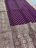 Trina : Wine and Gold Crepe Georgette Banarasi Saree