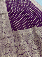 Trina : Wine and Gold Crepe Georgette Banarasi Saree