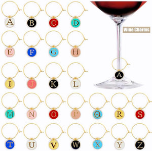 104 Pack Alphatbet Enamel Charms A-Z Letter Initial Double Side Beaded Pendants