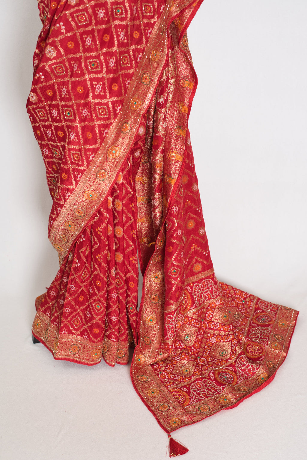 Rukhmini | Red Dola Silk Bridal Banarasi Saree | Hand Embroidery Work