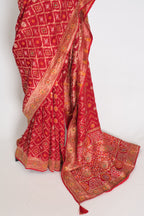 Rukhmini | Red Dola Silk Bridal Banarasi Saree | Hand Embroidery Work