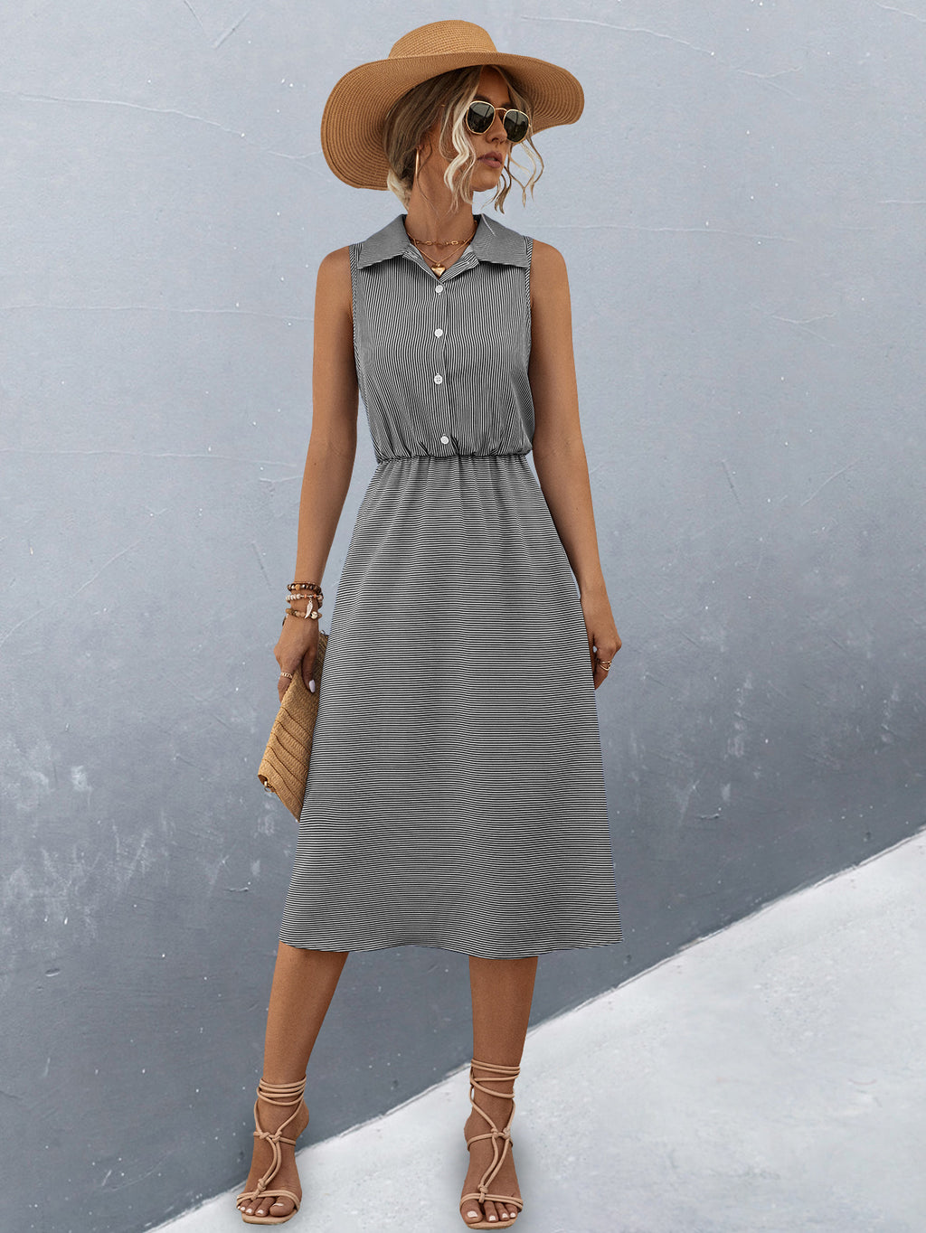 European And American Women's Clothing Button Shirt Dress