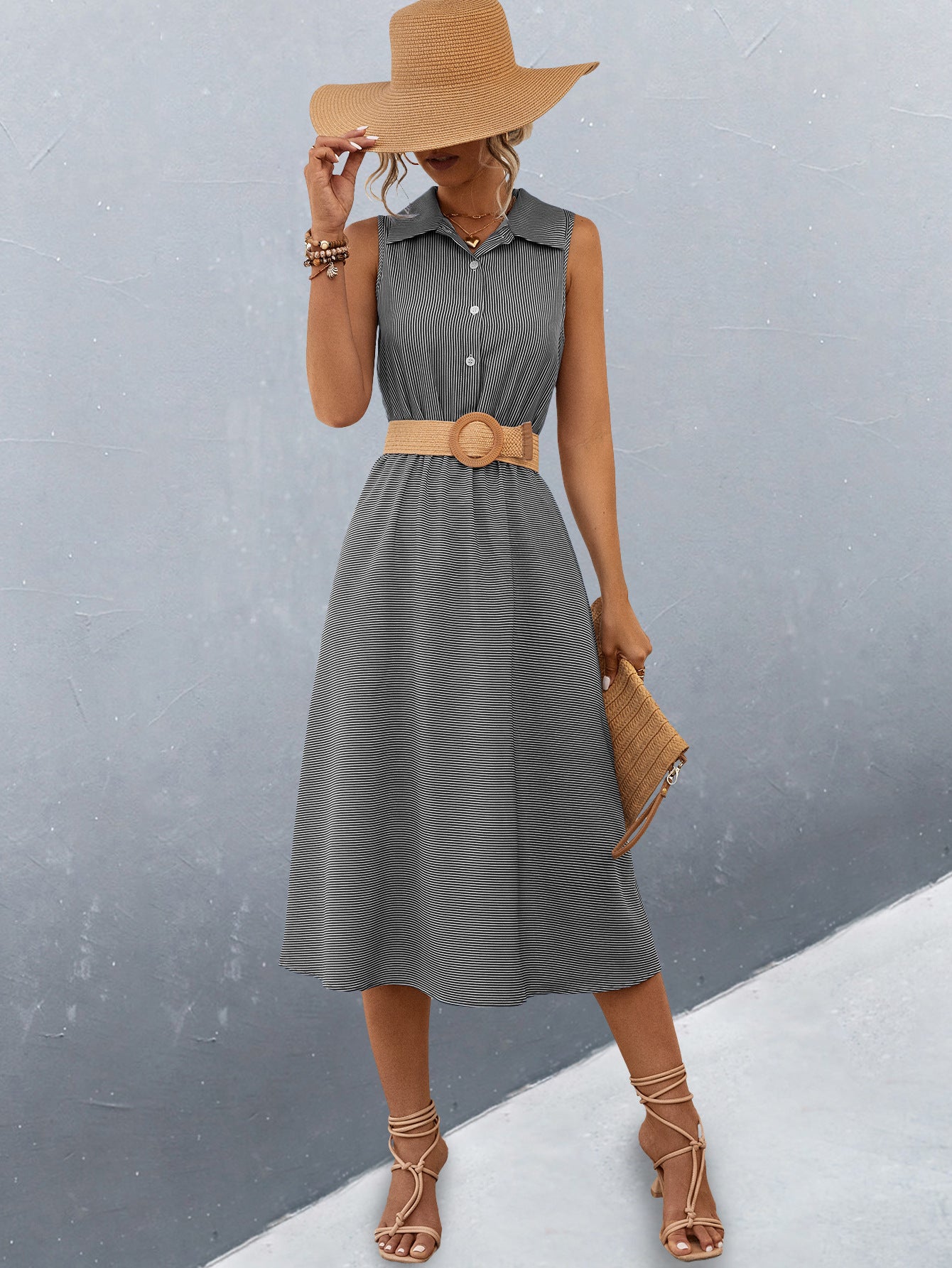 European And American Women's Clothing Button Shirt Dress
