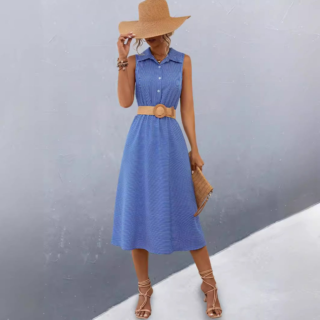 European And American Women's Clothing Button Shirt Dress